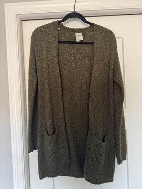 Forever 21 Olive Open-Front Knit Cardigan